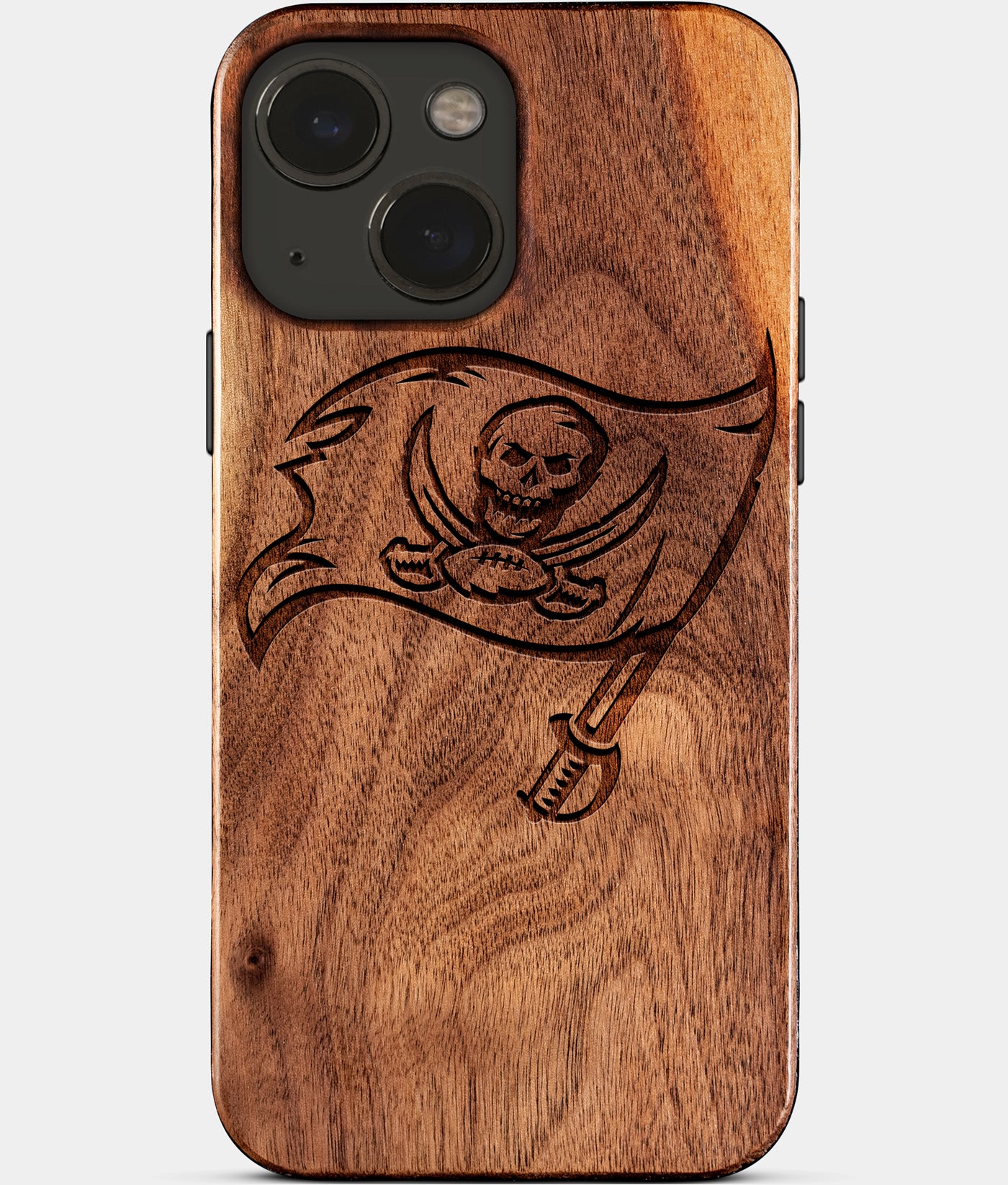 Eco-friendly Tampa Bay Buccaneers iPhone 15 Case - Carved Wood Custom Tampa Bay Buccaneers Gift For Him - Monogrammed Personalized iPhone 15 Cover By Engraved In Nature