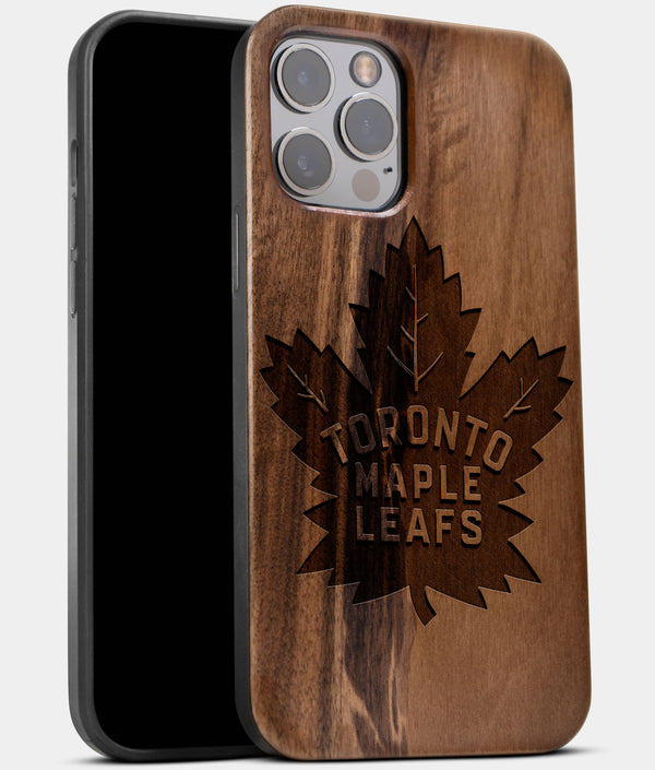 Best Wood Toronto Maple Leafs iPhone 13 Pro Case | Custom Toronto Maple Leafs Gift | Walnut Wood Cover - Engraved In Nature