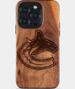 Eco-friendly Vancouver Canucks iPhone 15 Pro Case - Carved Wood Custom Vancouver Canucks Gift For Him - Monogrammed Personalized iPhone 15 Pro Cover By Engraved In Nature