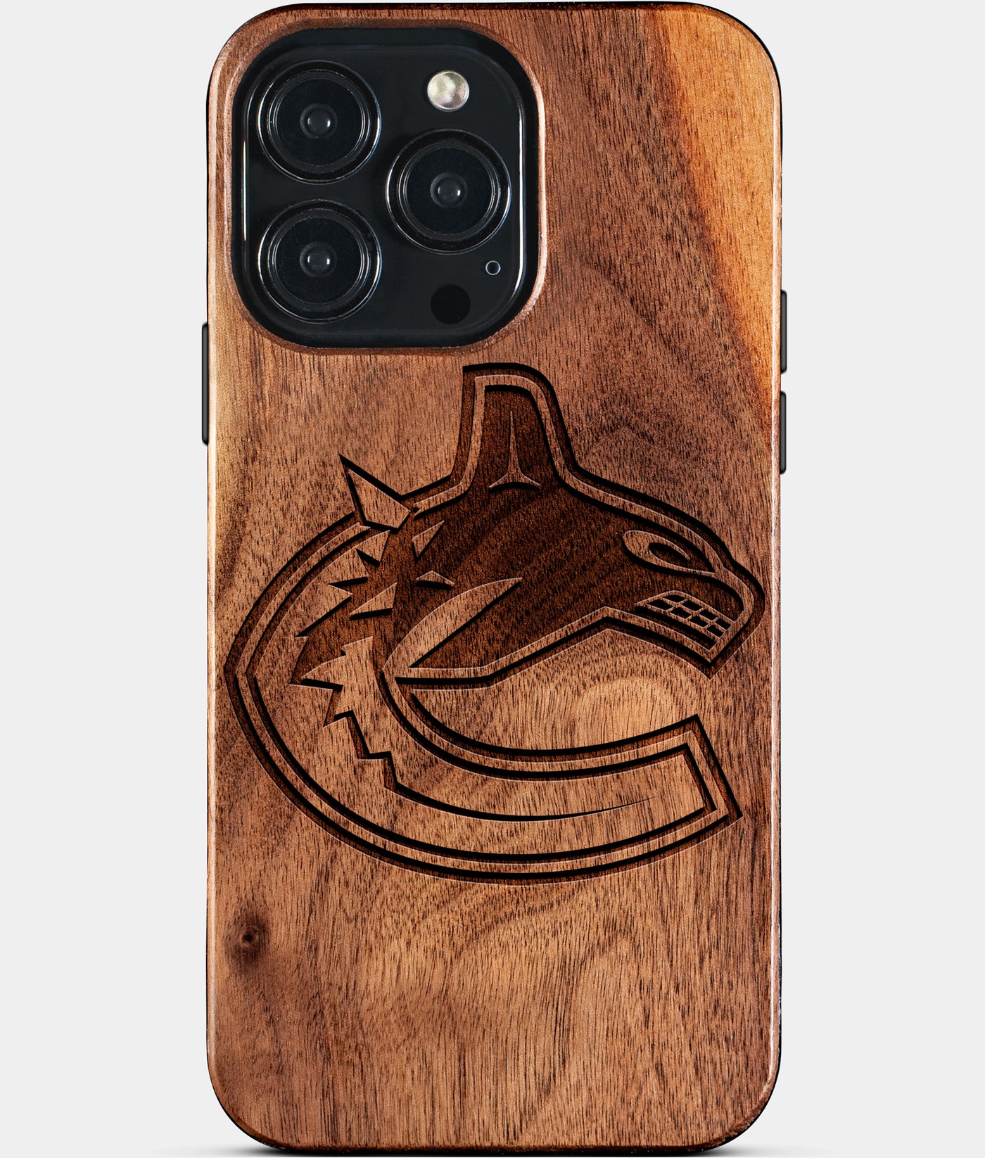 Eco-friendly Vancouver Canucks iPhone 15 Pro Max Case - Carved Wood Custom Vancouver Canucks Gift For Him - Monogrammed Personalized iPhone 15 Pro Max Cover By Engraved In Nature