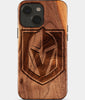 Eco-friendly Vegas Golden Knights iPhone 15 Case - Carved Wood Custom Vegas Golden Knights Gift For Him - Monogrammed Personalized iPhone 15 Cover By Engraved In Nature