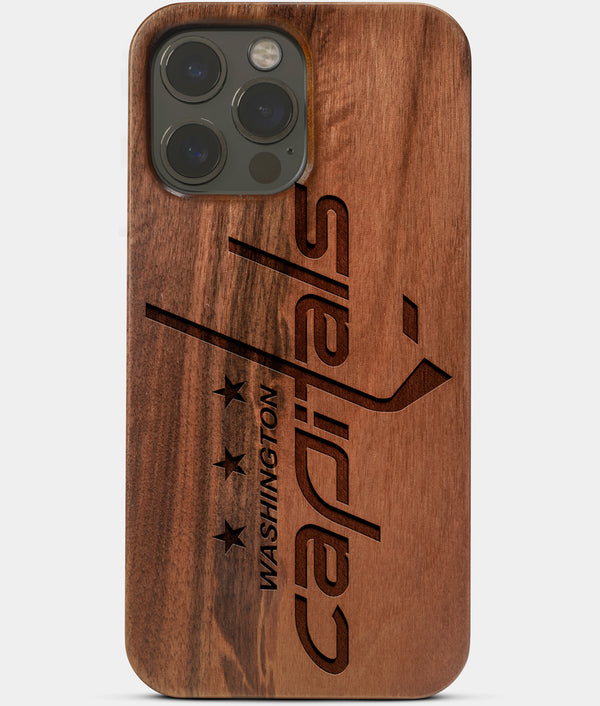 Carved Wood Washington Capitals iPhone 13 Pro Case | Custom Washington Capitals Gift, Birthday Gift | Personalized Mahogany Wood Cover, Gifts For Him, Monogrammed Gift For Fan | by Engraved In Nature