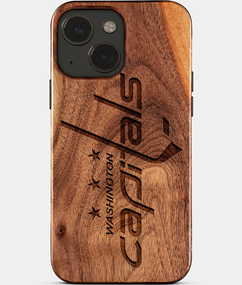 Eco-friendly Washington Capitals iPhone 15 Case - Carved Wood Custom Washington Capitals Gift For Him - Monogrammed Personalized iPhone 15 Cover By Engraved In Nature