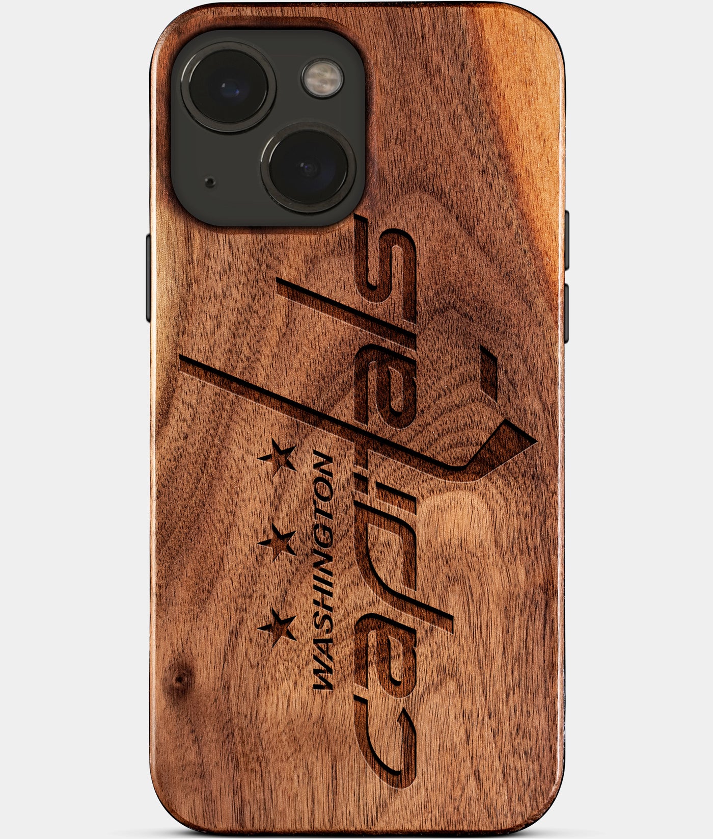 Eco-friendly Washington Capitals iPhone 15 Plus Case - Carved Wood Custom Washington Capitals Gift For Him - Monogrammed Personalized iPhone 15 Plus Cover By Engraved In Nature