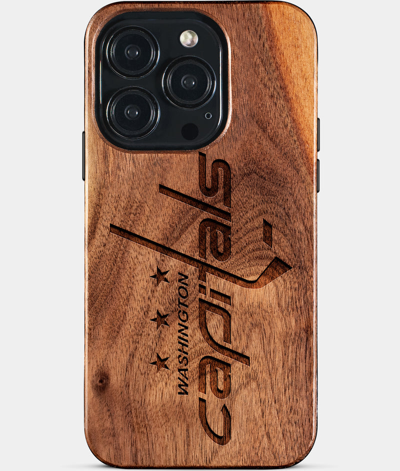 Eco-friendly Washington Capitals iPhone 15 Pro Case - Carved Wood Custom Washington Capitals Gift For Him - Monogrammed Personalized iPhone 15 Pro Cover By Engraved In Nature