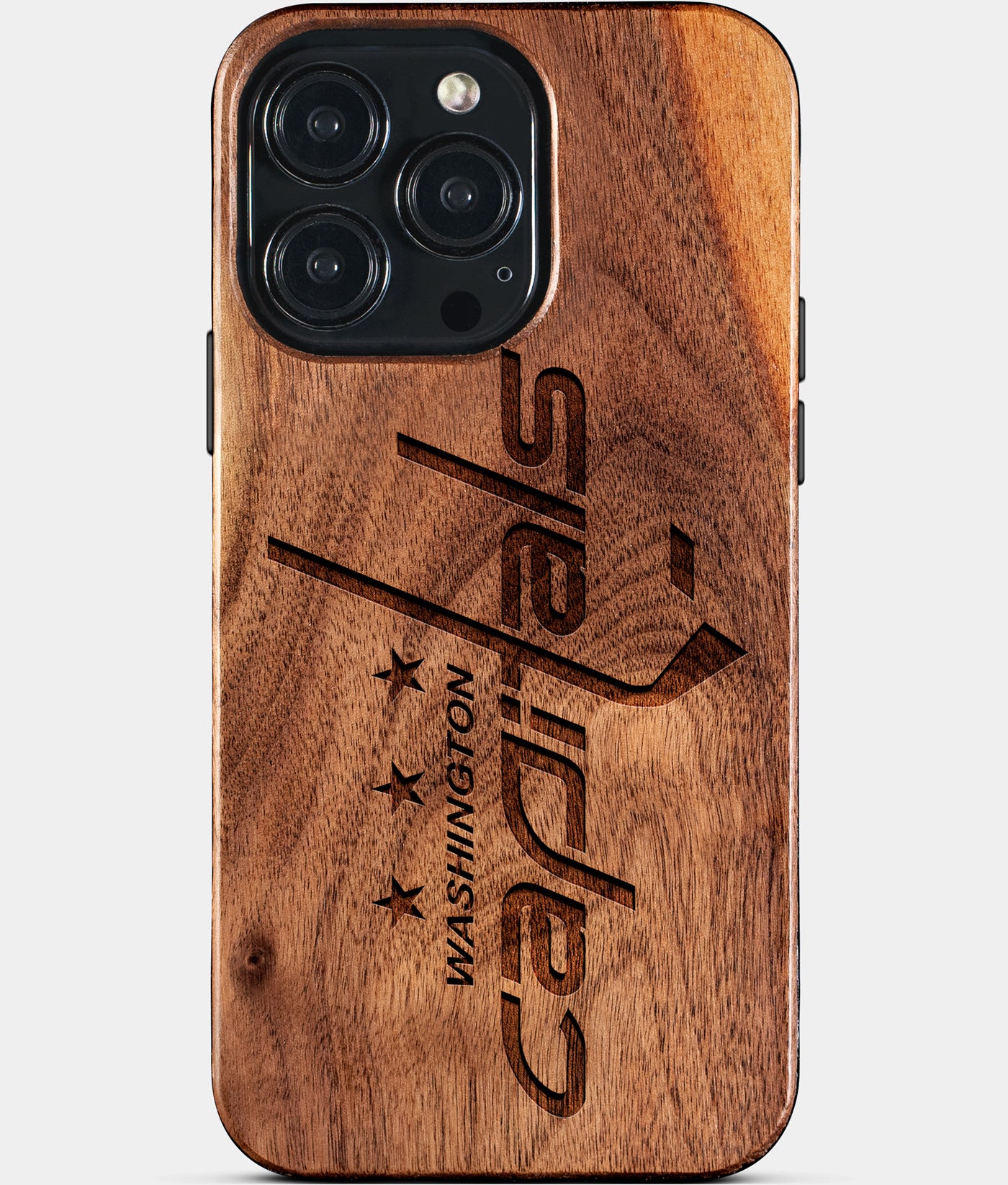 Eco-friendly Washington Capitals iPhone 15 Pro Max Case - Carved Wood Custom Washington Capitals Gift For Him - Monogrammed Personalized iPhone 15 Pro Max Cover By Engraved In Nature