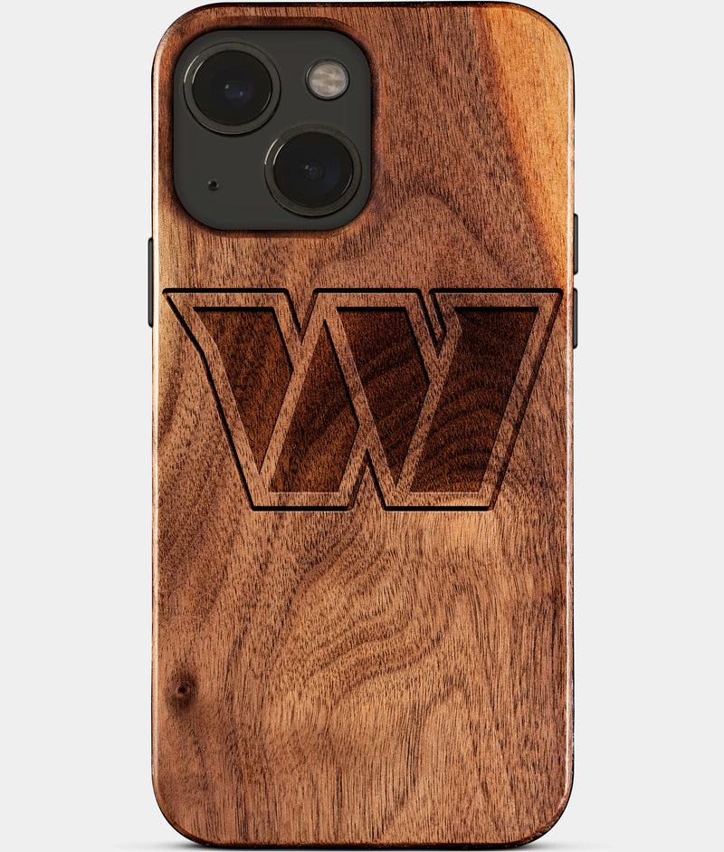 Eco-friendly Washington Commanders iPhone 15 Plus Case - Carved Wood Custom Washington Commanders Gift For Him - Monogrammed Personalized iPhone 15 Plus Cover By Engraved In Nature