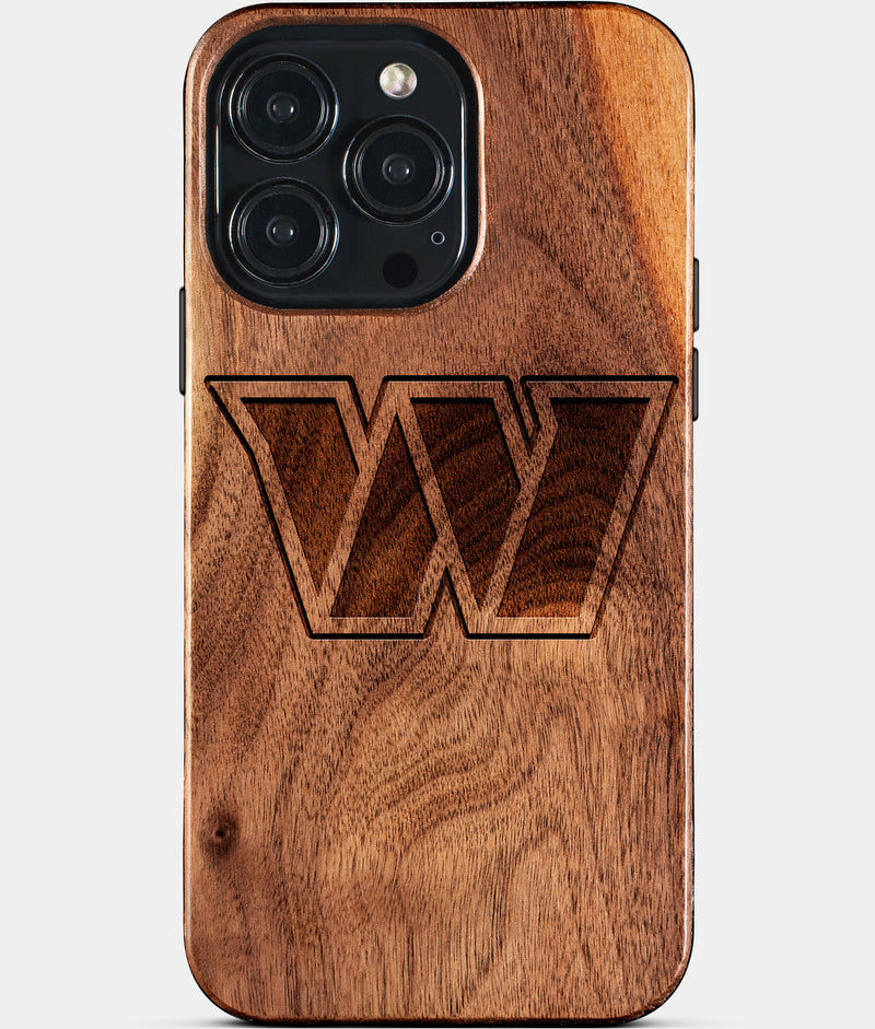 Eco-friendly Washington Commanders iPhone 15 Pro Max Case - Carved Wood Custom Washington Commanders Gift For Him - Monogrammed Personalized iPhone 15 Pro Max Cover By Engraved In Nature