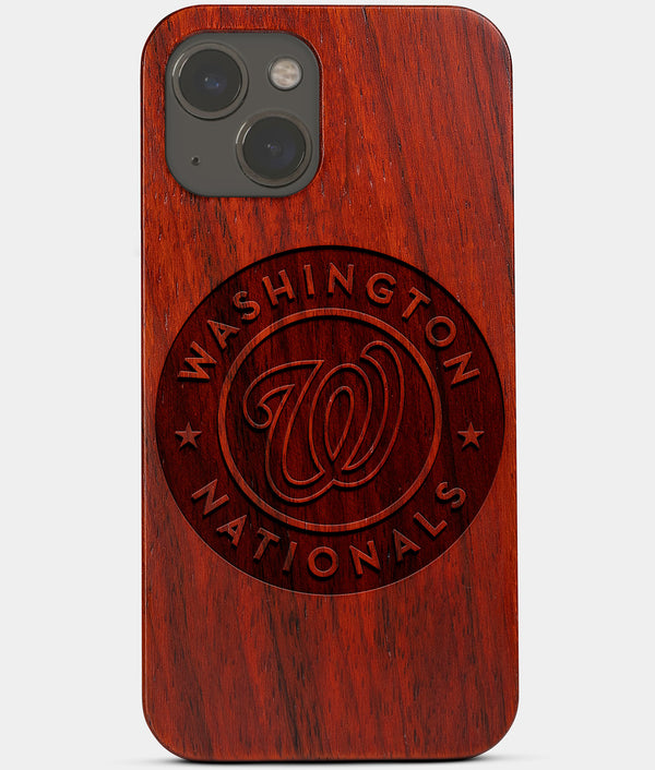 Carved Wood Washington Nationals iPhone 13 Case | Custom Washington Nationals Gift, Birthday Gift | Personalized Mahogany Wood Cover, Gifts For Him, Monogrammed Gift For Fan | by Engraved In Nature