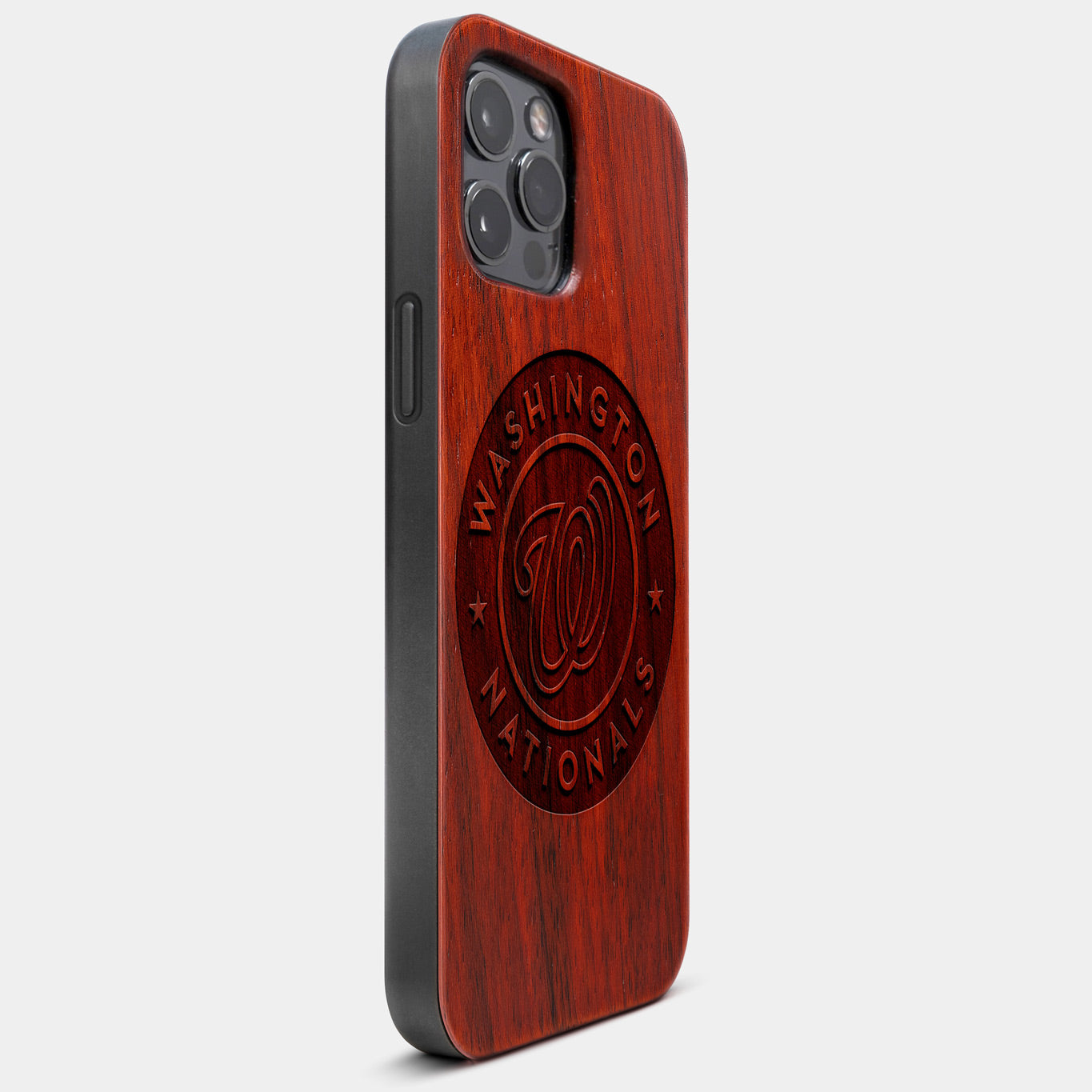 Best Wood Washington Nationals iPhone 13 Pro Case | Custom Washington Nationals Gift | Mahogany Wood Cover - Engraved In Nature