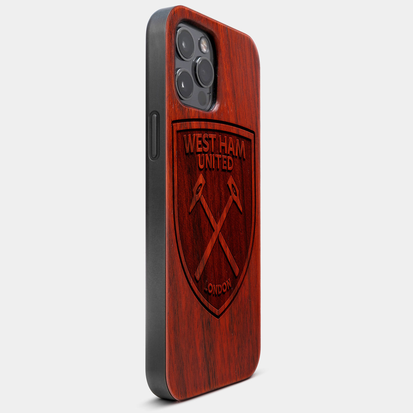 Best Wood West Ham United F.C. iPhone 13 Pro Case | Custom West Ham United F.C. Gift | Mahogany Wood Cover - Engraved In Nature