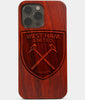 Carved Wood West Ham United F.C. iPhone 13 Pro Case | Custom West Ham United F.C. Gift, Birthday Gift | Personalized Mahogany Wood Cover, Gifts For Him, Monogrammed Gift For Fan | by Engraved In Nature