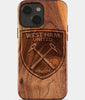 Eco-friendly West Ham United FC iPhone 15 Case - Carved Wood Custom West Ham United FC Gift For Him - Monogrammed Personalized iPhone 15 Cover By Engraved In Nature