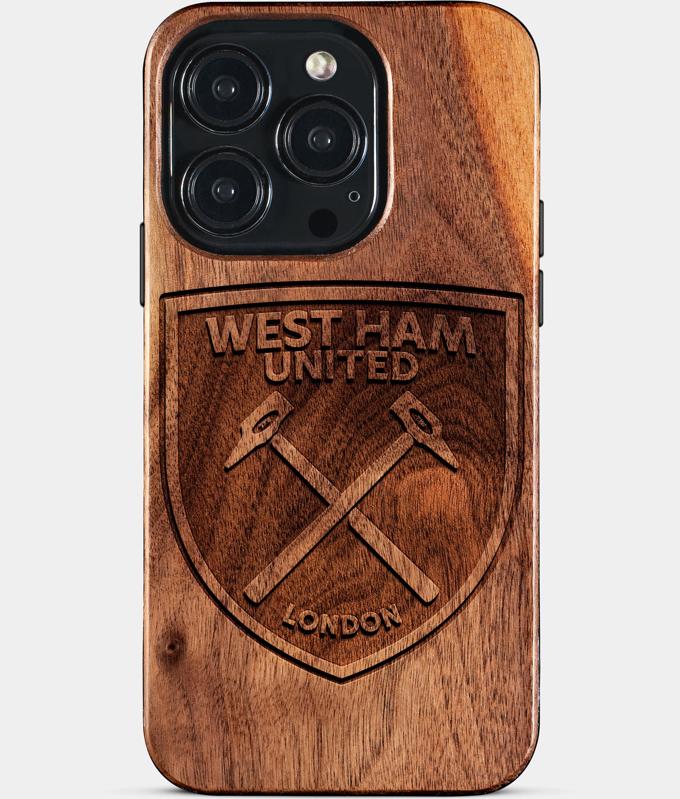 Eco-friendly West Ham United FC iPhone 15 Pro Case - Carved Wood Custom West Ham United FC Gift For Him - Monogrammed Personalized iPhone 15 Pro Cover By Engraved In Nature