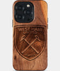 Eco-friendly West Ham United FC iPhone 15 Pro Case - Carved Wood Custom West Ham United FC Gift For Him - Monogrammed Personalized iPhone 15 Pro Cover By Engraved In Nature