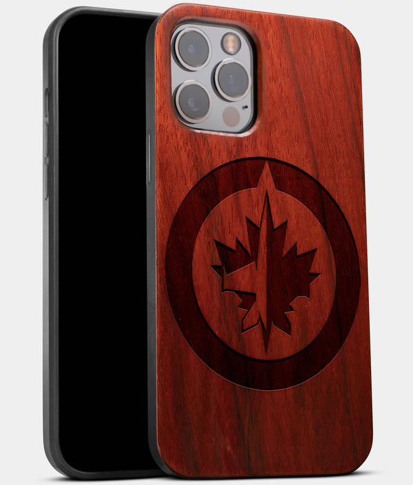 Best Wood Winnipeg Jets iPhone 13 Pro Case | Custom Winnipeg Jets Gift | Mahogany Wood Cover - Engraved In Nature