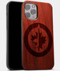 Best Wood Winnipeg Jets iPhone 13 Pro Case | Custom Winnipeg Jets Gift | Mahogany Wood Cover - Engraved In Nature