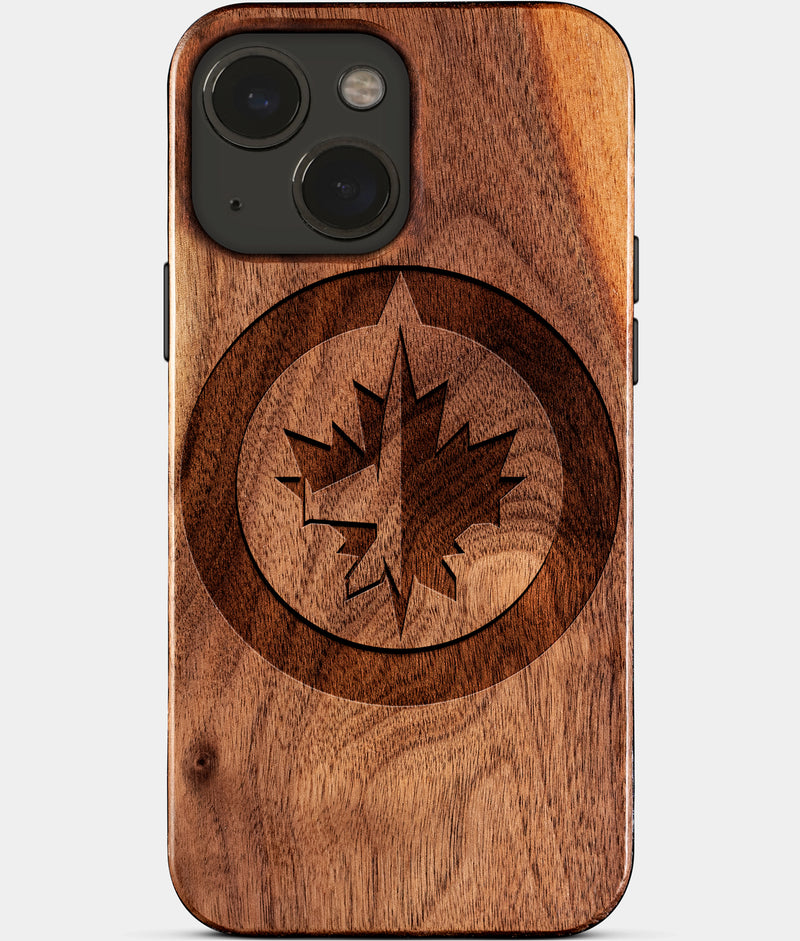 Eco-friendly Winnipeg Jets iPhone 15 Case - Carved Wood Custom Winnipeg Jets Gift For Him - Monogrammed Personalized iPhone 15 Cover By Engraved In Nature