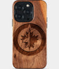 Eco-friendly Winnipeg Jets iPhone 15 Pro Case - Carved Wood Custom Winnipeg Jets Gift For Him - Monogrammed Personalized iPhone 15 Pro Cover By Engraved In Nature