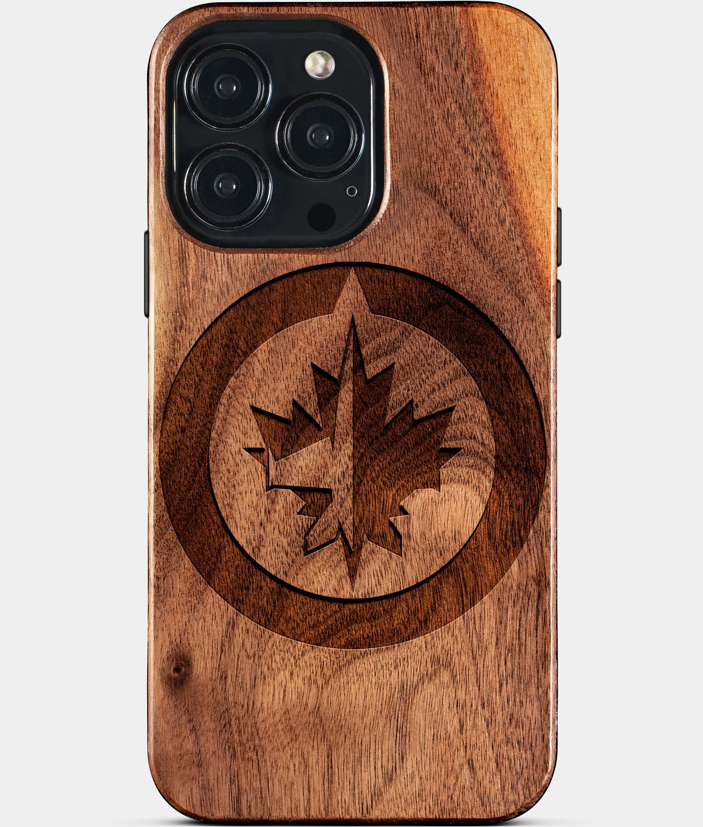 Eco-friendly Winnipeg Jets iPhone 15 Pro Max Case - Carved Wood Custom Winnipeg Jets Gift For Him - Monogrammed Personalized iPhone 15 Pro Max Cover By Engraved In Nature